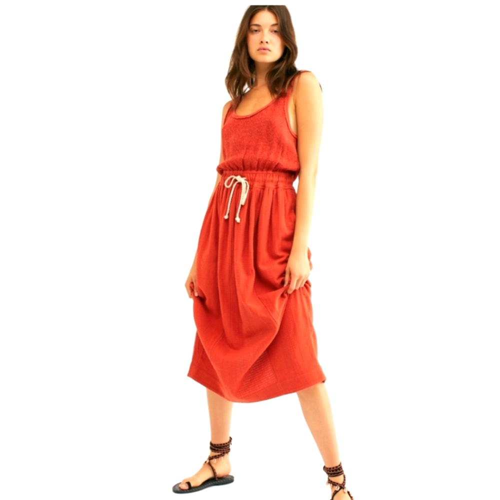 Free People those sunshine feels midi dress rust endless summer small